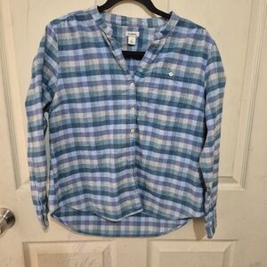 L.L. Bean Blue and White Plaid Shirt